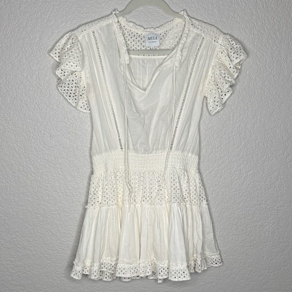 Misa Los Angeles Sakira White Eyelet Mini Dress - Picture 2 of 6